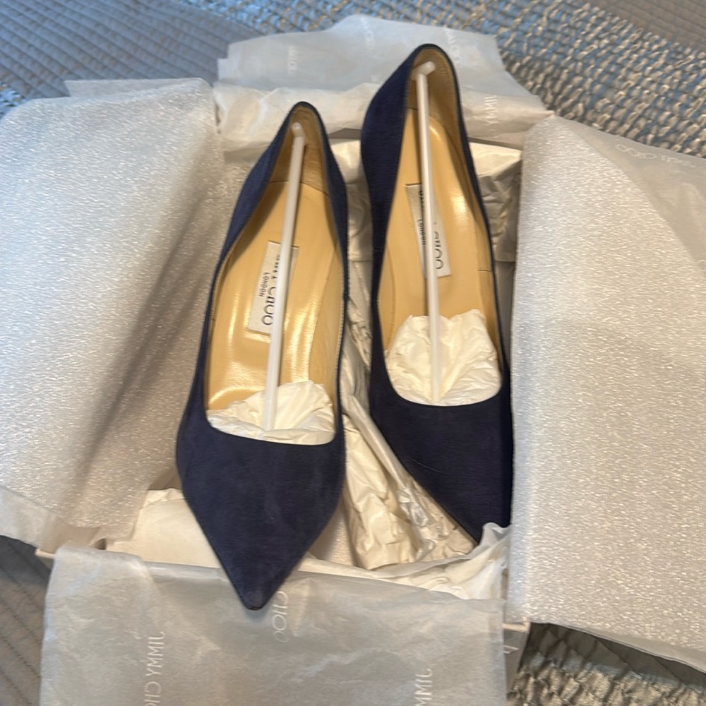Jimmy Choo Abel blue suede heels 40